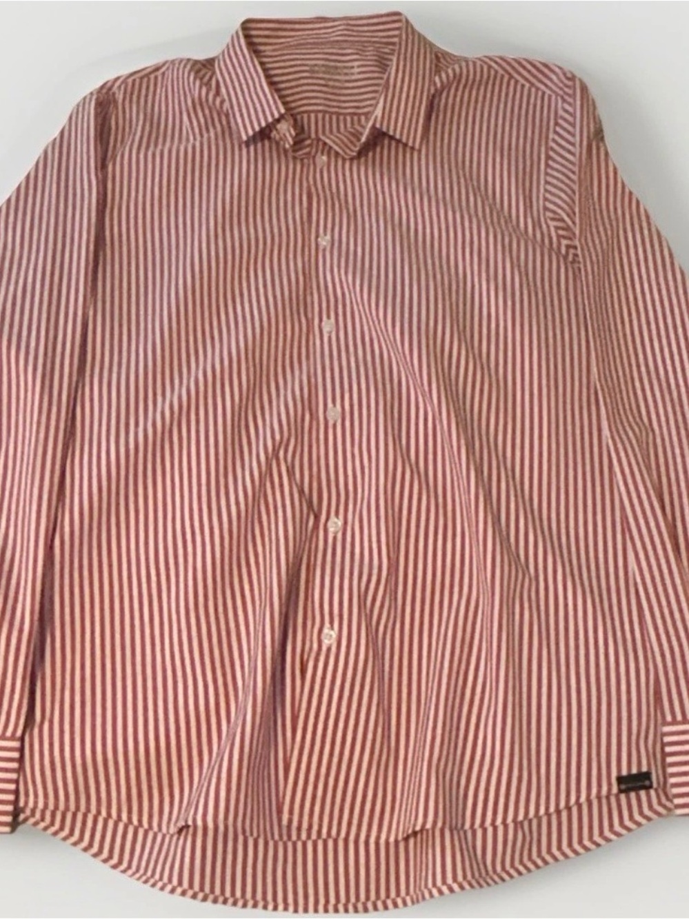Barbell Men’s Red & White Striped Button-Up Shirt